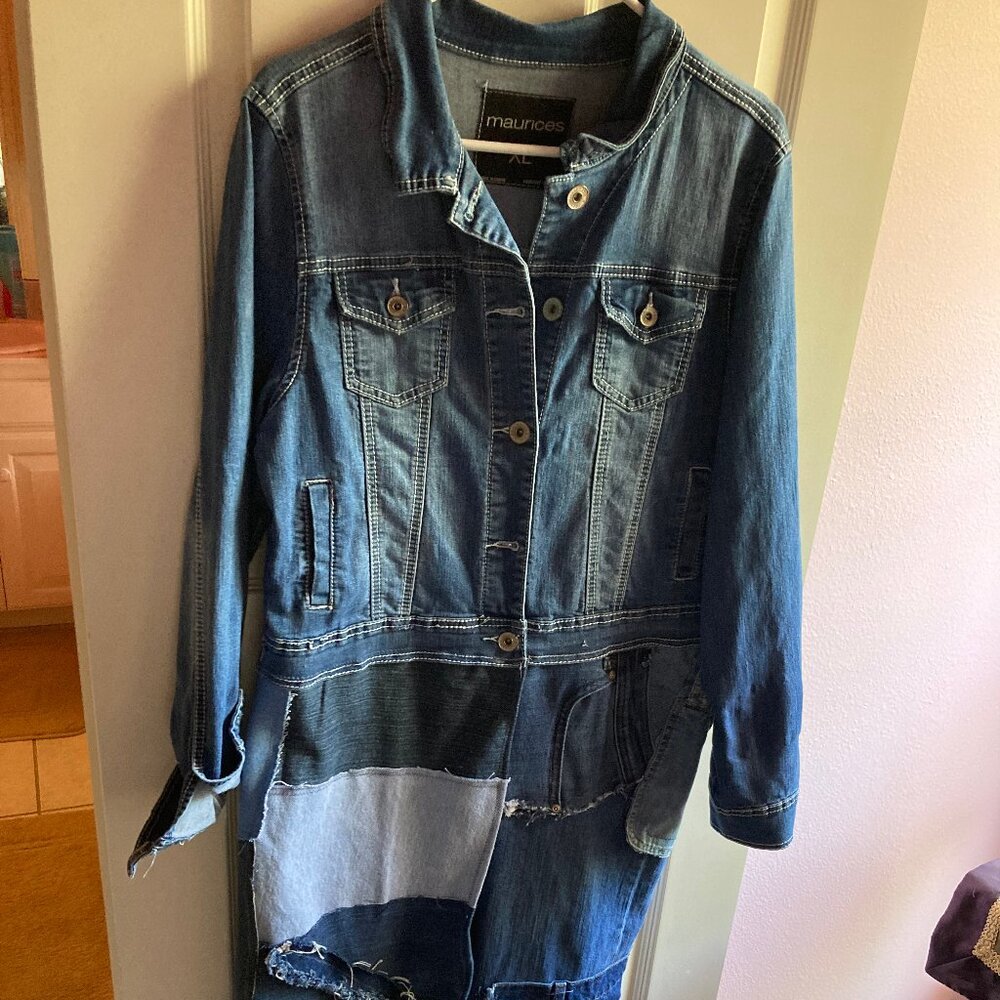 Rare Find Altered Denim Duster Hand/ Machine  Crafted